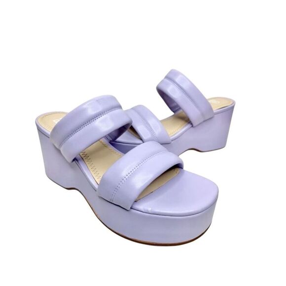 BP Sandals Womens Size 8 Lilac Slip On Platform Open Toe Double Strap - Picture 3 of 8